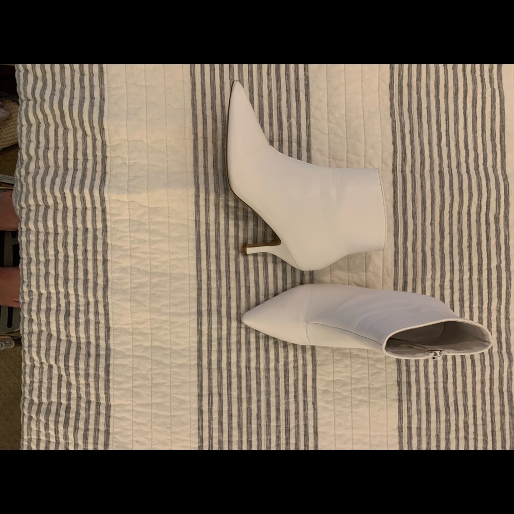 White heeled ankle boots